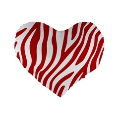 Red Zebra Vibes Animal Print  Standard 16  Premium Flano Heart Shape Cushions by ConteMonfrey