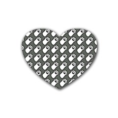 Grey And White Little Paws Rubber Coaster (heart) by ConteMonfrey