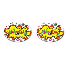 Happy Happiness Child Smile Joy Cufflinks (oval) by Celenk