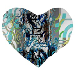 Abstract Acrylic Color Texture Watercolor Creative Large 19  Premium Flano Heart Shape Cushions by Uceng