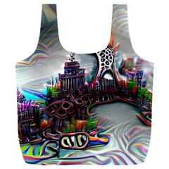 Abstract Art Psychedelic Art Experimental Full Print Recycle Bag (xxl) by Uceng