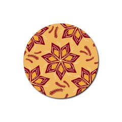 Flower Mandala Template Sketch Drawing Art Rubber Round Coaster (4 Pack) by Uceng