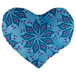 Flower Template Mandala Nature Blue Sketch Drawing Large 19  Premium Flano Heart Shape Cushions Front