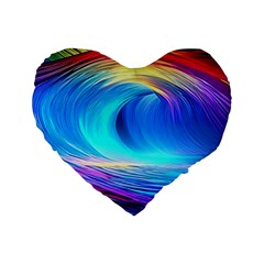 Art Fantasy Painting Colorful Pattern Design Standard 16  Premium Heart Shape Cushions by Ravend