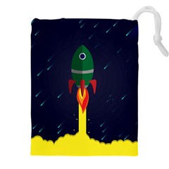 Rocket Halftone Astrology Astronaut Drawstring Pouch (4xl) by Salman4z