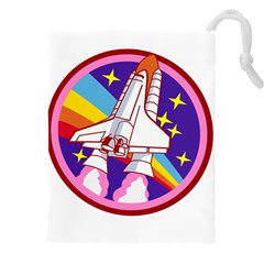 Badge Patch Pink Rainbow Rocket Drawstring Pouch (4xl) by Salman4z