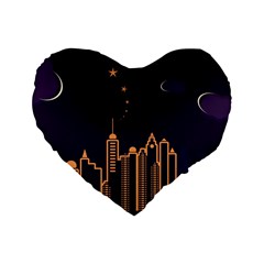 Skyscraper Town Urban Towers Standard 16  Premium Heart Shape Cushions by Salman4z
