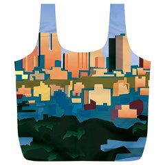 City Buildings Urban Dawn Full Print Recycle Bag (xl) by Salman4z