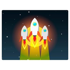 Rocket Take Off Missiles Cosmos Two Sides Premium Plush Fleece Blanket (extra Small) by Salman4z
