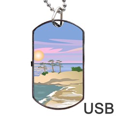 Vacation Island Sunset Sunrise Dog Tag Usb Flash (one Side) by Salman4z