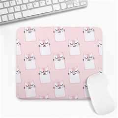 Pattern Pink Cute Sweet Fur Cats Large Mousepad by Salman4z