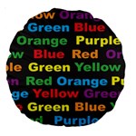 Red Yellow Blue Green Purple Large 18  Premium Round Cushions Back