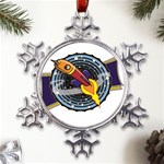 Rocket Space Clipart Illustrator Metal Large Snowflake Ornament Front