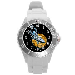 Astronaut Planet Space Science Round Plastic Sport Watch (l) by Salman4z