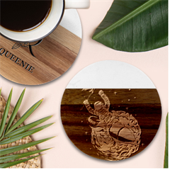 Astronaut Planet Space Science Marble Wood Coaster (round) by Salman4z