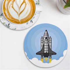 Rocket Shuttle Spaceship Science Uv Print Round Tile Coaster by Salman4z