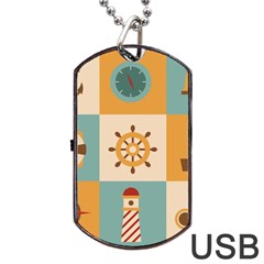 Nautical Elements Collection Dog Tag Usb Flash (one Side) by Salman4z