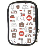Vector Thin Line Art Vet Seamless Pattern Compact Camera Leather Case Front