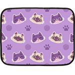Cute Colorful Cat Kitten With Paw Yarn Ball Seamless Pattern Two Sides Fleece Blanket (Mini) 35 x27  Blanket Front