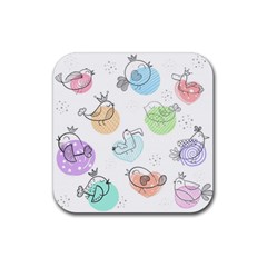 Cartoon Bird Cute Doodle Bird Rubber Coaster (square) by Salman4z