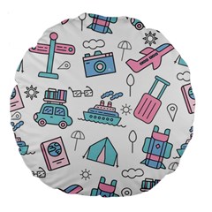 Transportation Seamless Pattern Large 18  Premium Flano Round Cushions by Salman4z