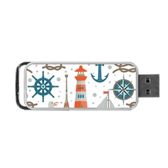 Nautical Elements Pattern Background Portable Usb Flash (two Sides) by Salman4z