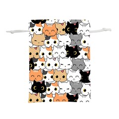 Cute-cat-kitten-cartoon-doodle-seamless-pattern Lightweight Drawstring Pouch (s) by Salman4z