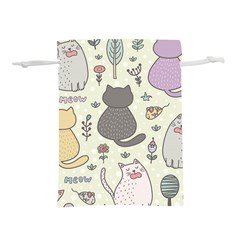 Funny Cartoon Cats Seamless Pattern Lightweight Drawstring Pouch (m) by Salman4z