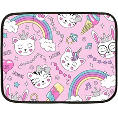 Beautiful-cute-animals-pattern-pink Two Sides Fleece Blanket (mini) by Salman4z