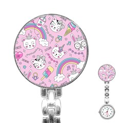 Beautiful-cute-animals-pattern-pink Stainless Steel Nurses Watch by Salman4z