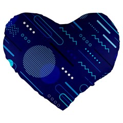 Classic-blue-background-abstract-style Large 19  Premium Flano Heart Shape Cushions by Salman4z
