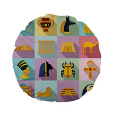 Egypt-icons-set-flat-style Standard 15  Premium Flano Round Cushions by Salman4z