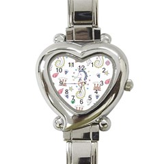 Seamless-pattern-cute-unicorn-cartoon-hand-drawn Heart Italian Charm Watch by Salman4z