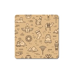 Egyptian-seamless-pattern-symbols-landmarks-signs-egypt Square Magnet by Salman4z