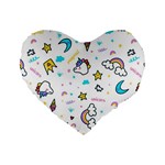 Unicorns-rainbows-seamless-pattern Standard 16  Premium Flano Heart Shape Cushions Front