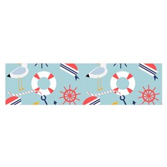 Nautical-marine-symbols-seamless-pattern Oblong Satin Scarf (16  X 60 ) by Salman4z