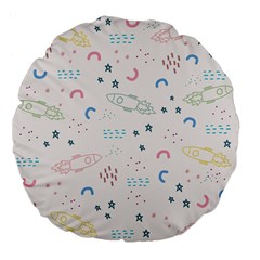 Spaceship Pattern Star Large 18  Premium Flano Round Cushions by danenraven