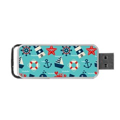 Seamless-pattern-nautical-icons-cartoon-style Portable Usb Flash (one Side) by Salman4z