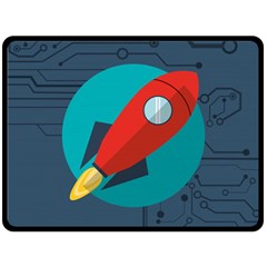Rocket-with-science-related-icons-image Fleece Blanket (large) by Salman4z