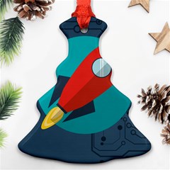Rocket-with-science-related-icons-image Christmas Tree Ornament (two Sides) by Salman4z