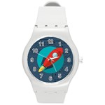 Rocket-with-science-related-icons-image Round Plastic Sport Watch (M) Front
