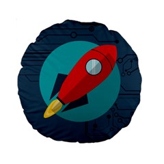 Rocket-with-science-related-icons-image Standard 15  Premium Round Cushions by Salman4z