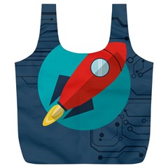 Rocket-with-science-related-icons-image Full Print Recycle Bag (xl) by Salman4z
