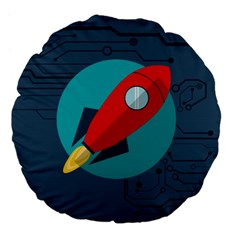 Rocket-with-science-related-icons-image Large 18  Premium Flano Round Cushions by Salman4z