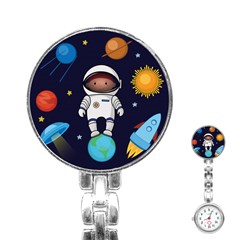Boy-spaceman-space-rocket-ufo-planets-stars Stainless Steel Nurses Watch by Salman4z