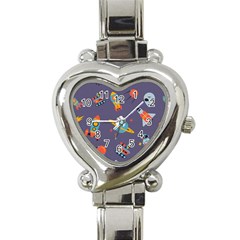 Space-seamless-pattern Heart Italian Charm Watch by Salman4z