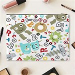 Seamless-pattern-vector-with-funny-robots-cartoon Cosmetic Bag (XL) Back