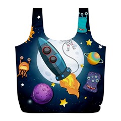 Spaceship-astronaut-space Full Print Recycle Bag (l) by Salman4z