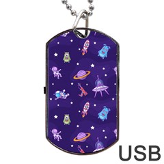 Space-seamless-pattern Dog Tag Usb Flash (two Sides) by Salman4z