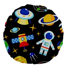 Space Seamless Pattern Large 18  Premium Round Cushions by Salman4z